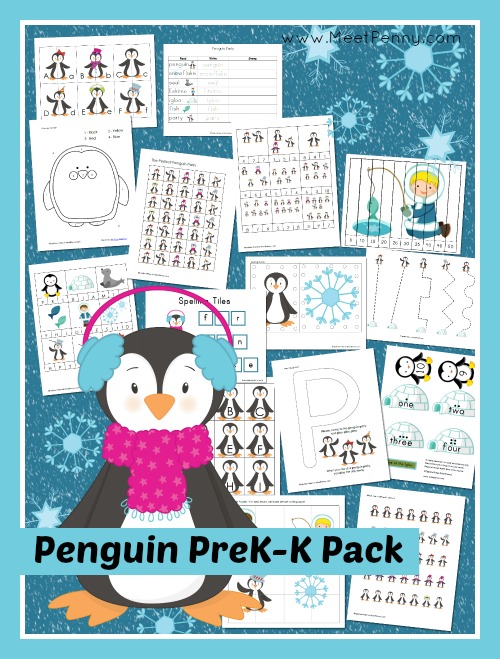 Penguin Prek-K Printable Pack with 32+ activities in over 50 pages. Free for a limited time. Hurry!