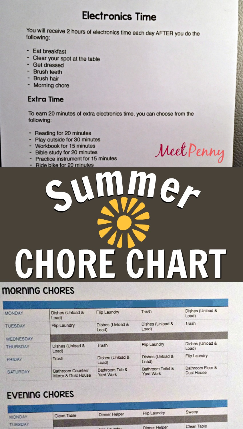 Summer Chore Chart