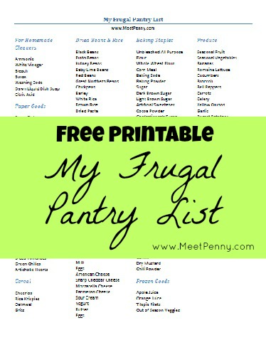 My Frugal Pantry List (with FREE Printable)