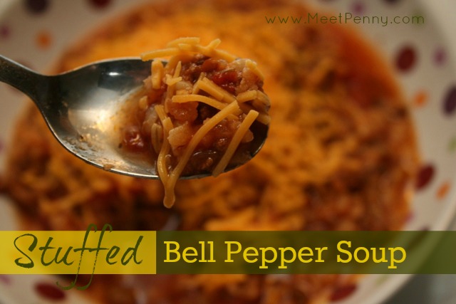 Stuffed bell pepper soup in the crock pot... or not. Freezer bag option too.