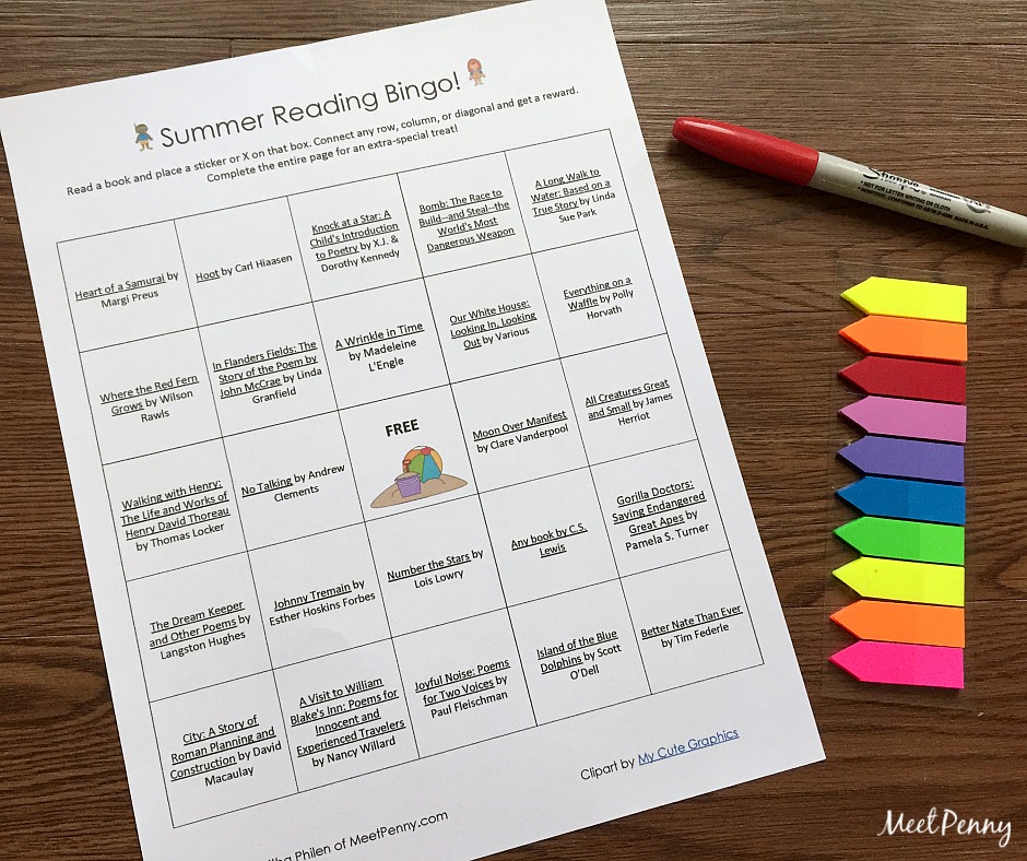 Recommended summer reading as a bingo game. Entice your reader with rewards. Available for 1st - 6th grades. Includes a blank to make your own bingo printable too!