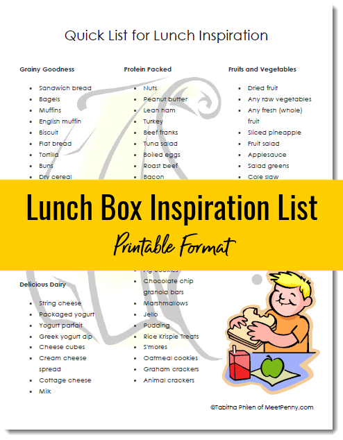 Quick list of easy healthy lunch ideas for kids