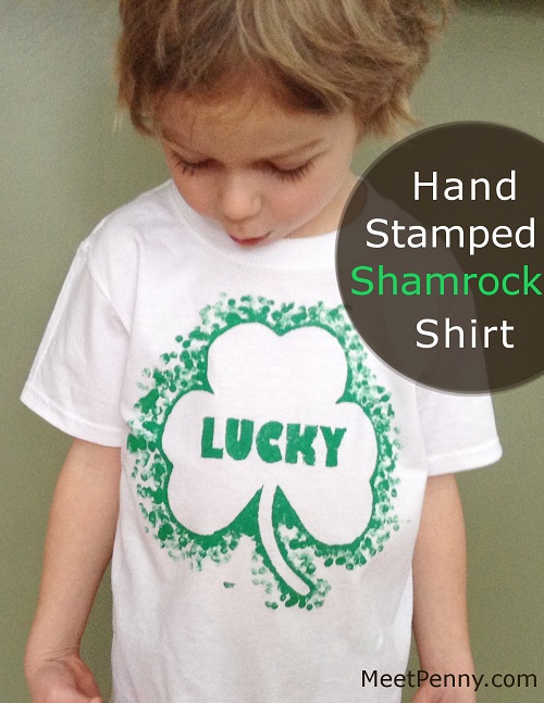 Stenciled St Patricks Day Shamrock Tshirt for Kids